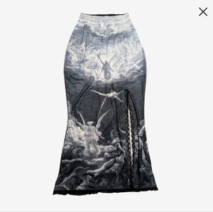 Black & White Angel Print Maxi Skirt